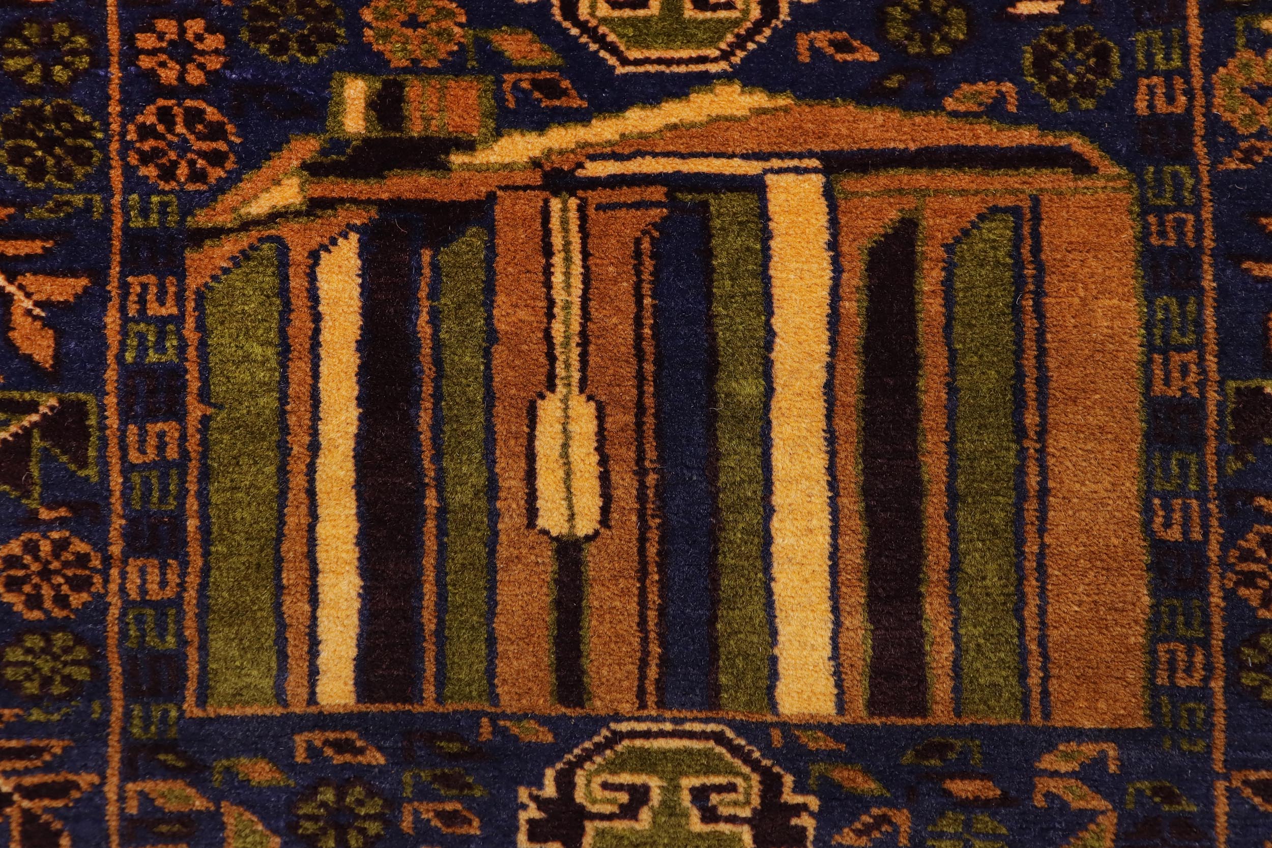 handmade Geometric Balouchi Blue Brown Hand Knotted RECTANGLE 100% WOOL area rug 4x7