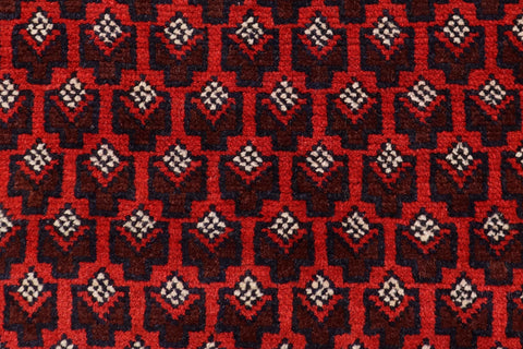 handmade Geometric Balouchi Red Blue Hand Knotted RECTANGLE 100% WOOL area rug 3x5