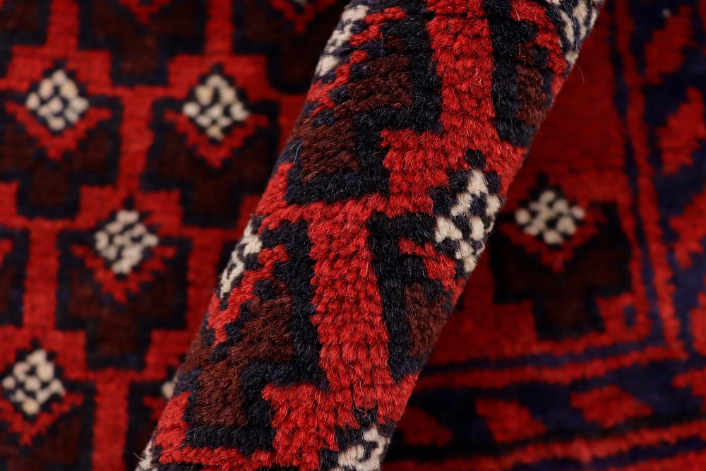 handmade Geometric Balouchi Red Blue Hand Knotted RECTANGLE 100% WOOL area rug 3x5
