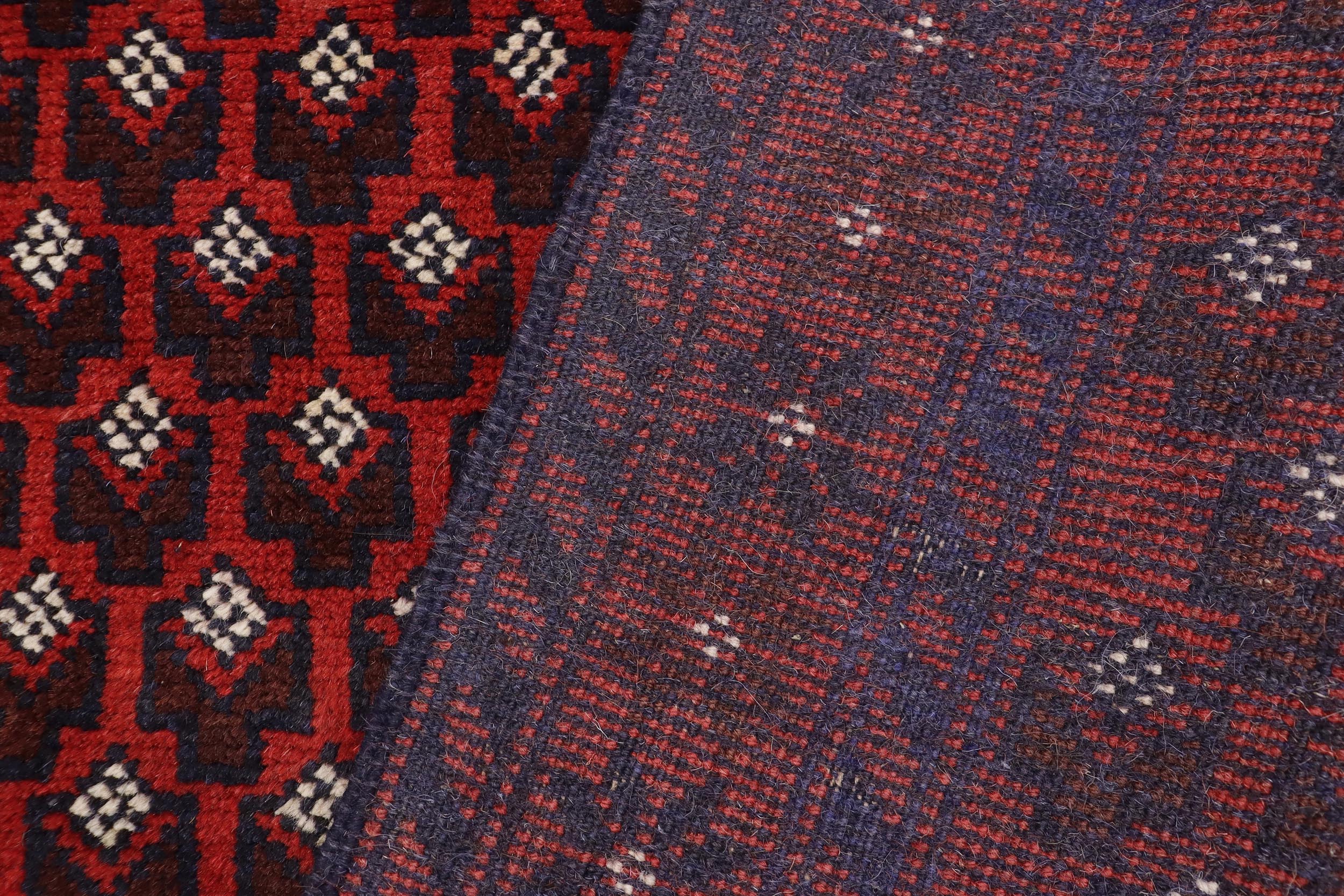 handmade Geometric Balouchi Red Blue Hand Knotted RECTANGLE 100% WOOL area rug 3x5