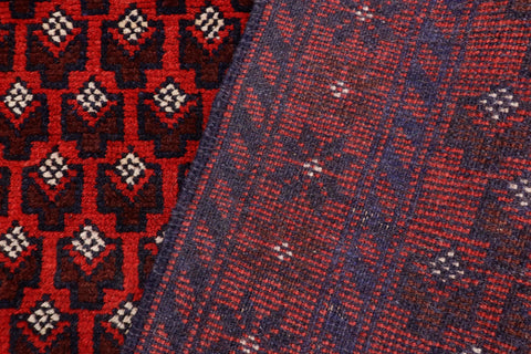 handmade Geometric Balouchi Red Blue Hand Knotted RECTANGLE 100% WOOL area rug 3x5
