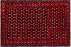 handmade Geometric Balouchi Red Blue Hand Knotted RECTANGLE 100% WOOL area rug 3x5