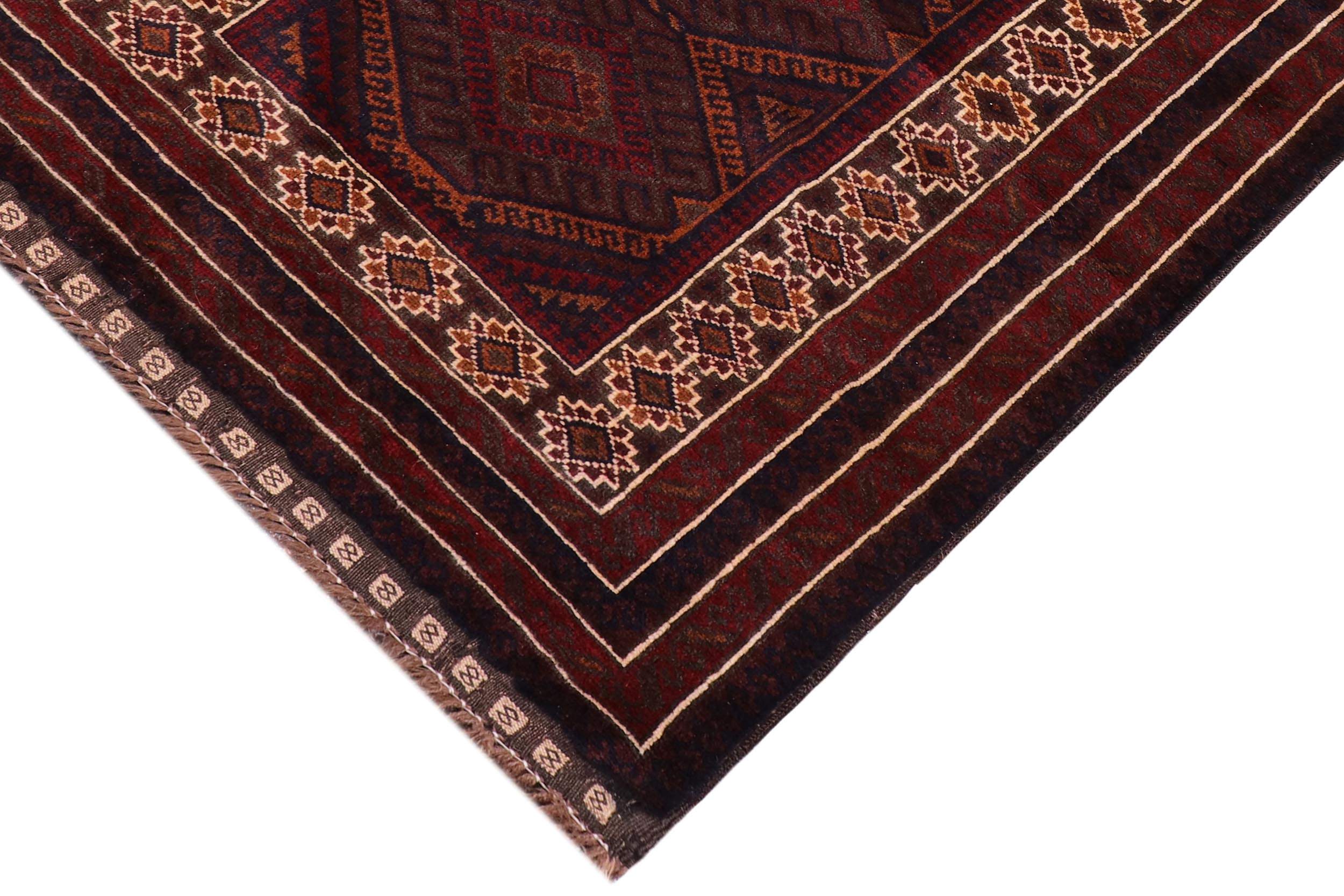 handmade Geometric Balouchi Maroon Red Hand Knotted RECTANGLE 100% WOOL area rug 3x5