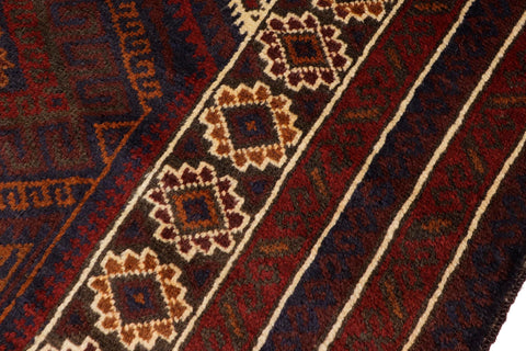 handmade Geometric Balouchi Maroon Red Hand Knotted RECTANGLE 100% WOOL area rug 3x5