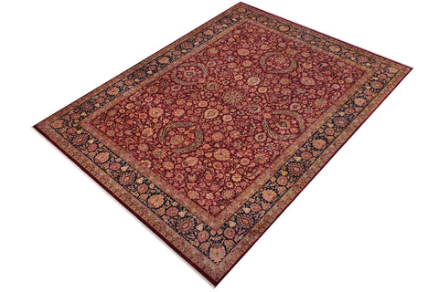 handmade Traditional Dabir Maroon Blue Hand Knotted RECTANGLE 100% WOOL area rug 9x12