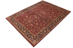 Vintage Persian Dabir Patrica Maroon/Blue Wool Rug - 9'1'' x 12'3''