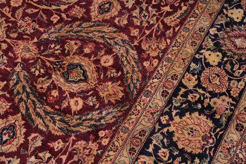 handmade Traditional Dabir Maroon Blue Hand Knotted RECTANGLE 100% WOOL area rug 9x12