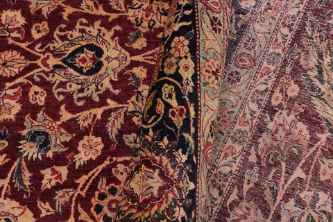 handmade Traditional Dabir Maroon Blue Hand Knotted RECTANGLE 100% WOOL area rug 9x12