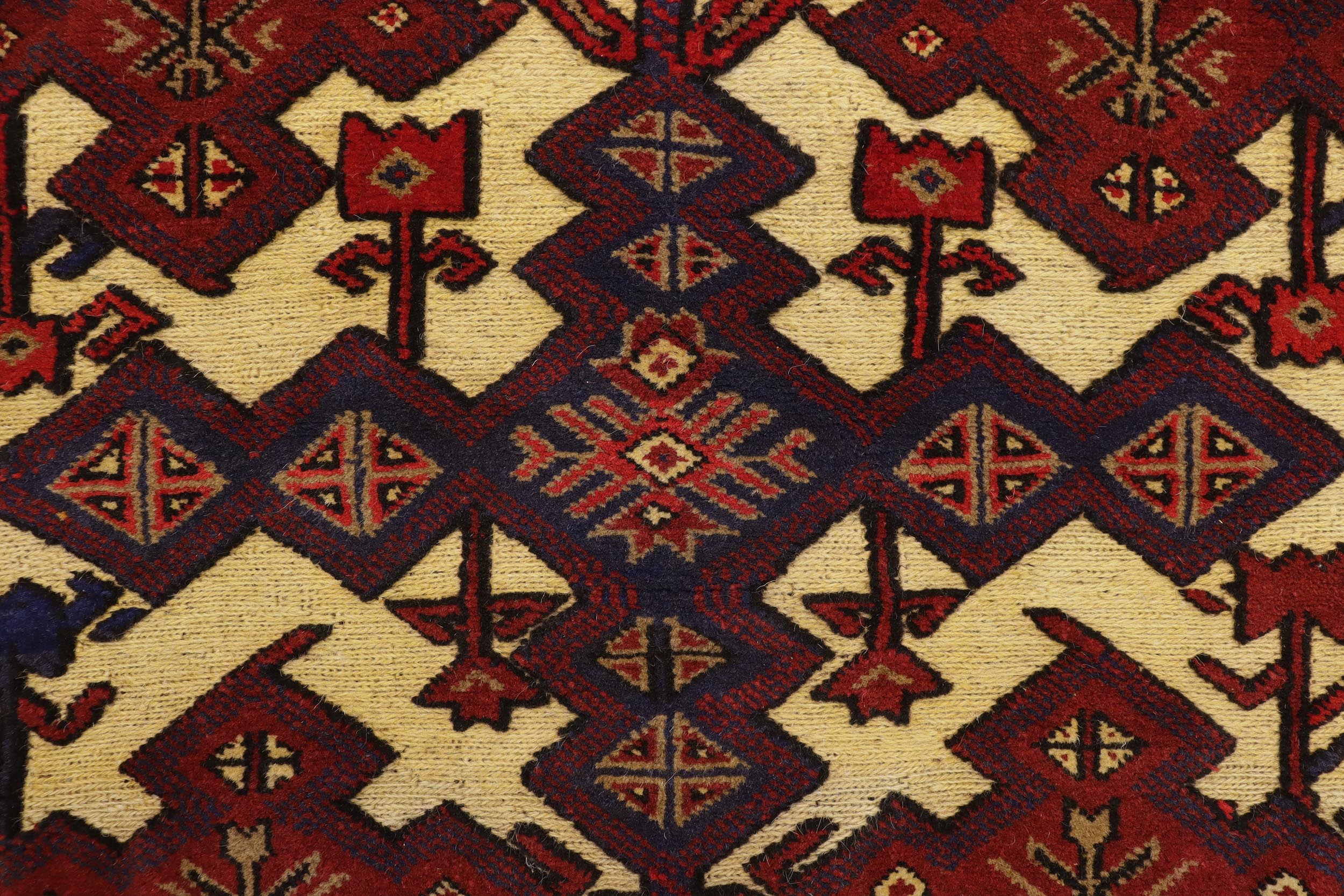 handmade Geometric Balouchi Tan Red Hand Knotted RECTANGLE 100% WOOL area rug 3x4