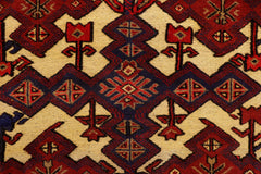 handmade Geometric Balouchi Tan Red Hand Knotted RECTANGLE 100% WOOL area rug 3x4