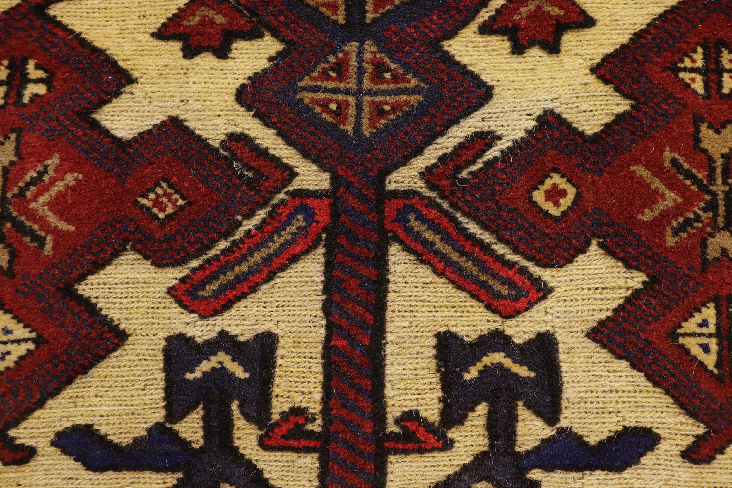 handmade Geometric Balouchi Tan Red Hand Knotted RECTANGLE 100% WOOL area rug 3x4