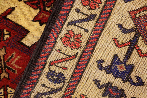 handmade Geometric Balouchi Tan Red Hand Knotted RECTANGLE 100% WOOL area rug 3x4