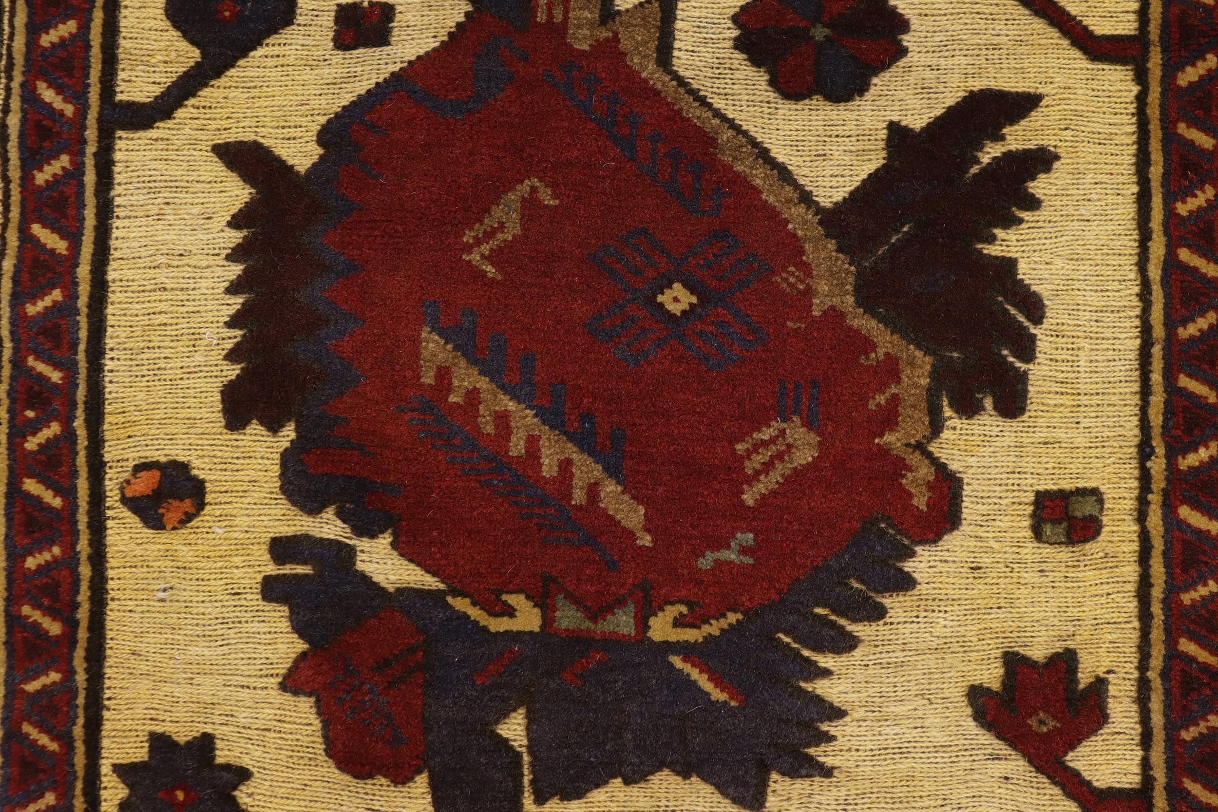 handmade Geometric Balouchi Tan Red Hand Knotted RECTANGLE 100% WOOL area rug 3x4