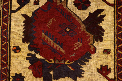 handmade Geometric Balouchi Tan Red Hand Knotted RECTANGLE 100% WOOL area rug 3x4