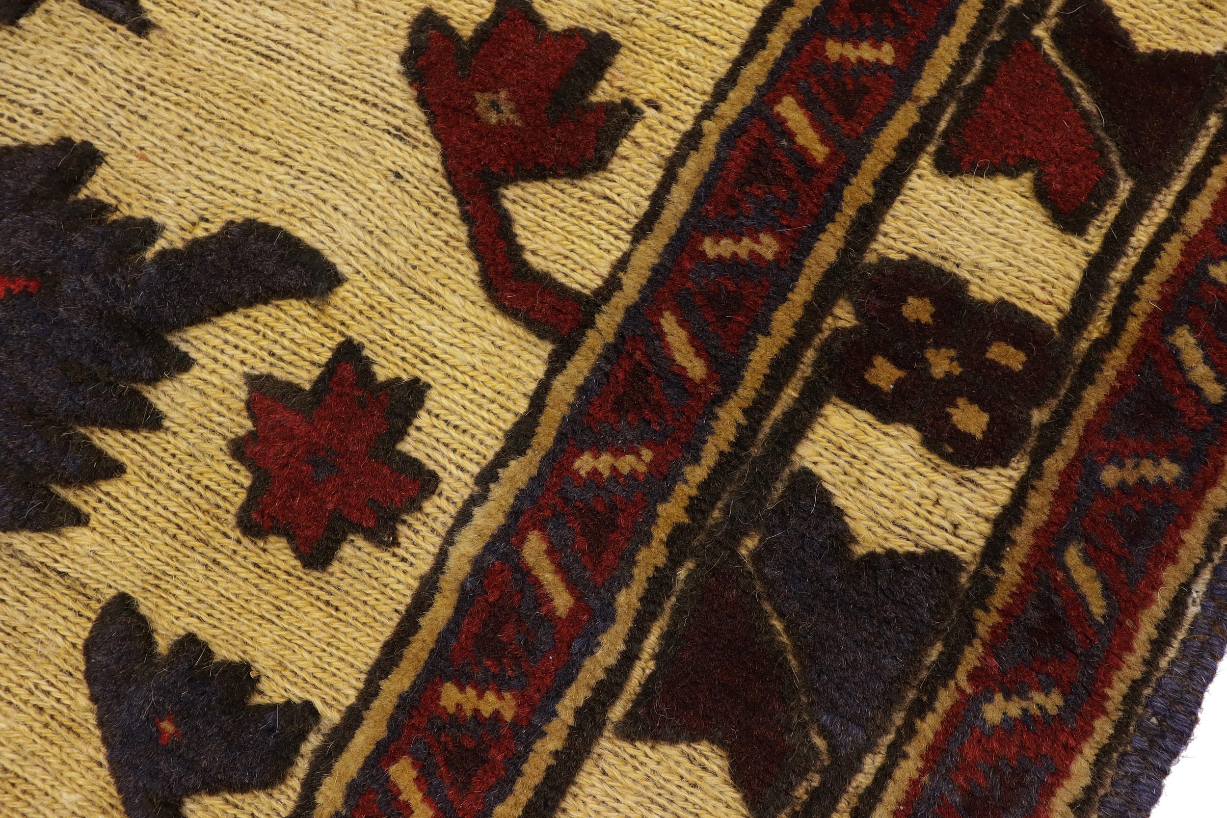 handmade Geometric Balouchi Tan Red Hand Knotted RECTANGLE 100% WOOL area rug 3x4