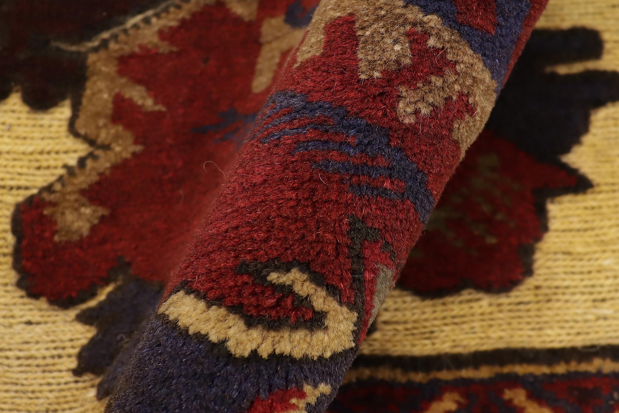 handmade Geometric Balouchi Tan Red Hand Knotted RECTANGLE 100% WOOL area rug 3x4