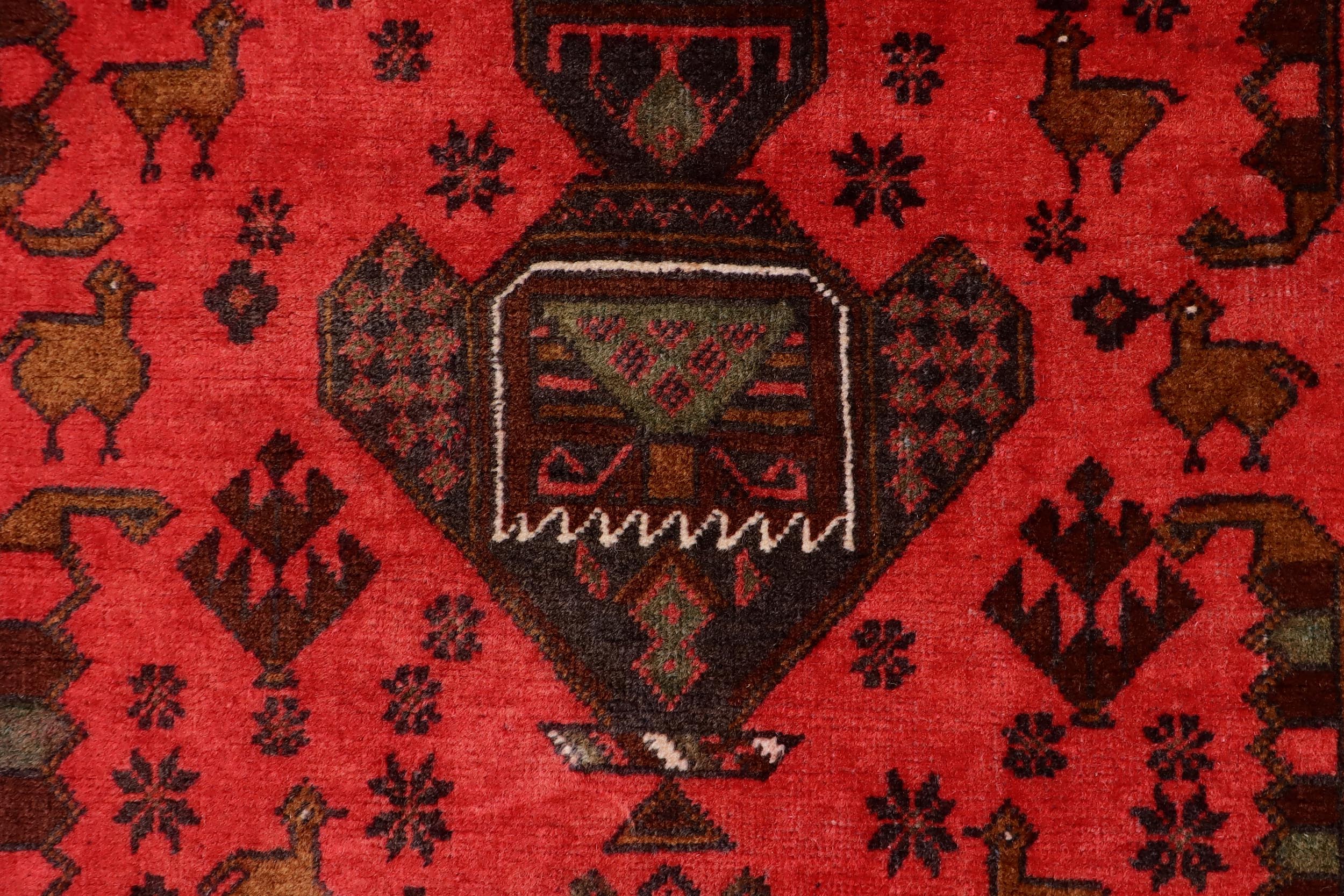 handmade Geometric Balouchi Red Blue Hand Knotted RECTANGLE 100% WOOL area rug 3x6