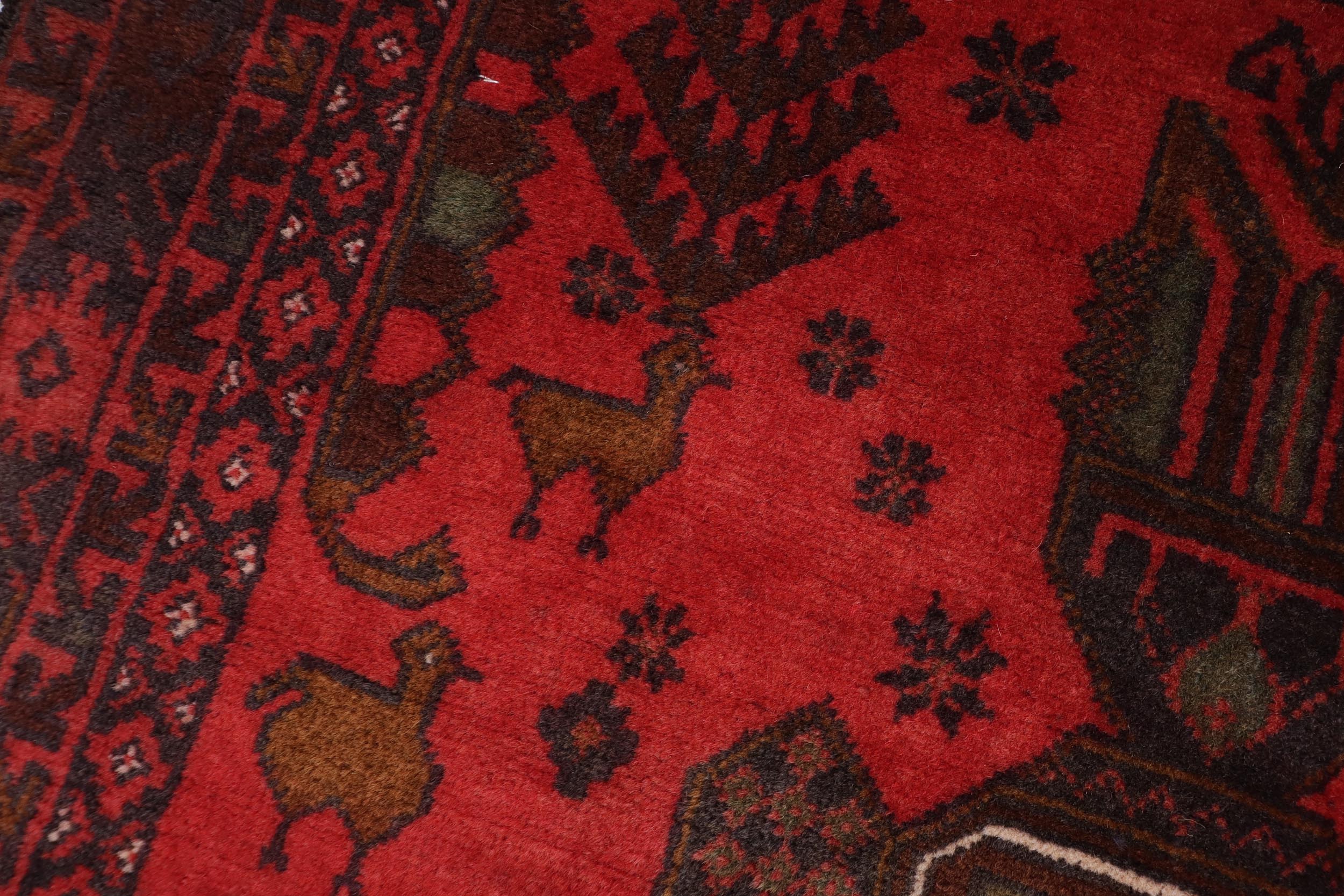 handmade Geometric Balouchi Red Blue Hand Knotted RECTANGLE 100% WOOL area rug 3x6