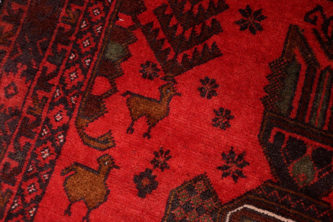 handmade Geometric Balouchi Red Blue Hand Knotted RECTANGLE 100% WOOL area rug 3x6