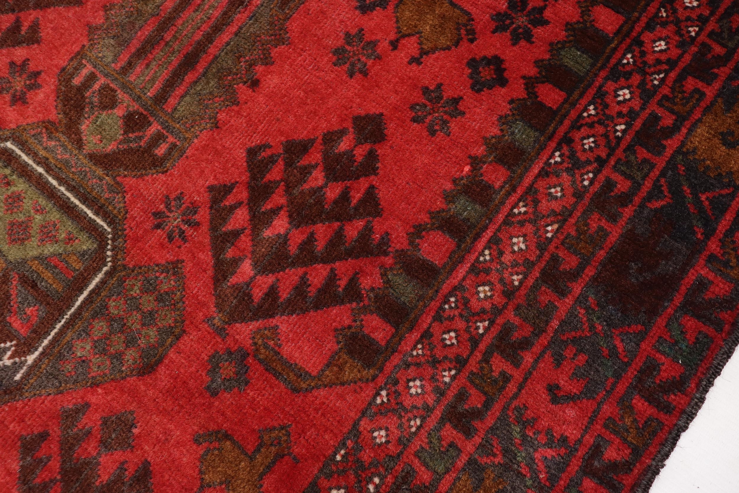 handmade Geometric Balouchi Red Blue Hand Knotted RECTANGLE 100% WOOL area rug 3x6