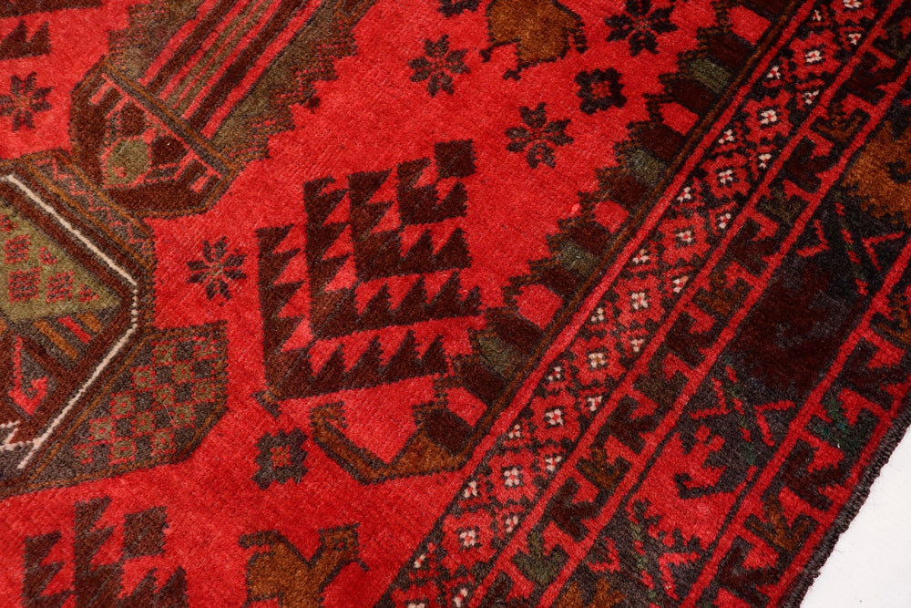 handmade Geometric Balouchi Red Blue Hand Knotted RECTANGLE 100% WOOL area rug 3x6