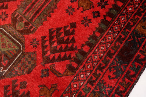 handmade Geometric Balouchi Red Blue Hand Knotted RECTANGLE 100% WOOL area rug 3x6