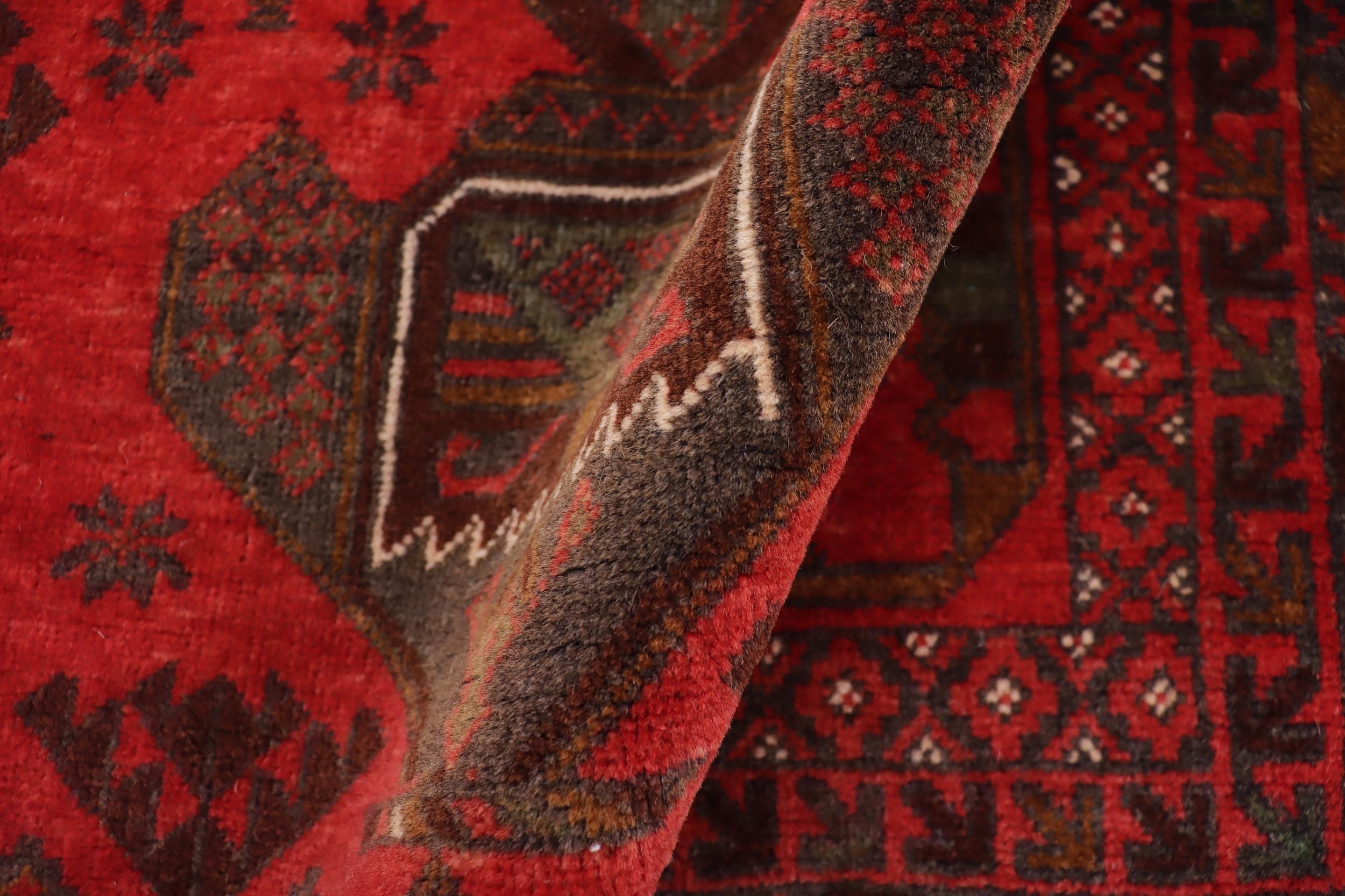 handmade Geometric Balouchi Red Blue Hand Knotted RECTANGLE 100% WOOL area rug 3x6