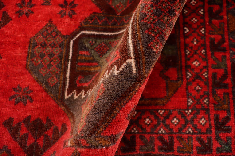 handmade Geometric Balouchi Red Blue Hand Knotted RECTANGLE 100% WOOL area rug 3x6