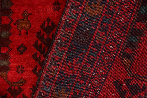 handmade Geometric Balouchi Red Blue Hand Knotted RECTANGLE 100% WOOL area rug 3x6