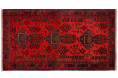 handmade Geometric Balouchi Red Blue Hand Knotted RECTANGLE 100% WOOL area rug 3x6