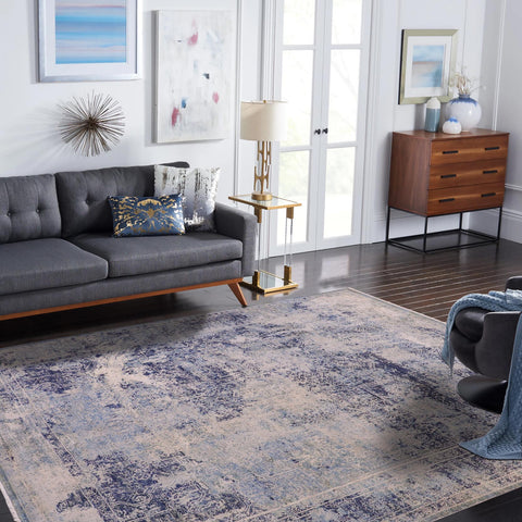 handmade Modern Modern Blue Gray Hand Knotted RECTANGLE WOOL&SILK area rug 8' x 10'