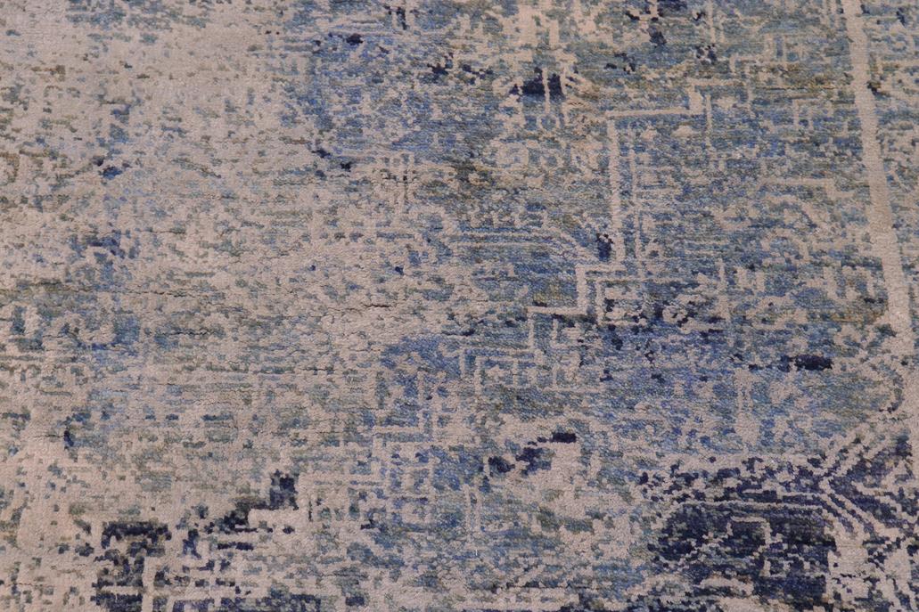 handmade Modern Modern Blue Gray Hand Knotted RECTANGLE WOOL&SILK area rug 8 x 10