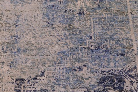 handmade Modern Modern Blue Gray Hand Knotted RECTANGLE WOOL&SILK area rug 8' x 10'