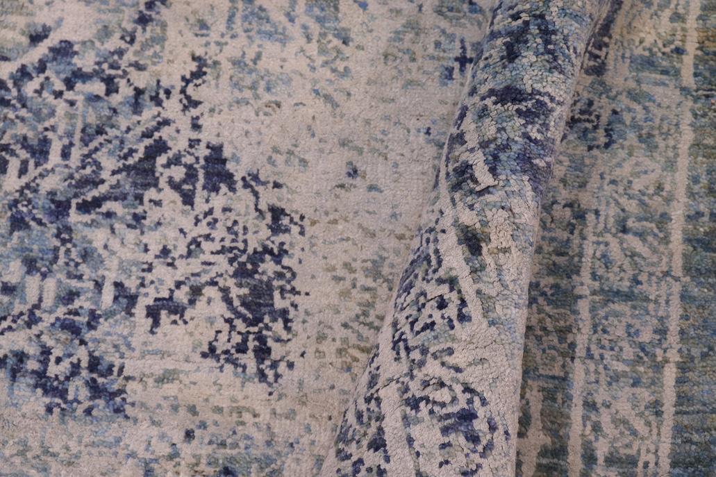 handmade Modern Modern Blue Gray Hand Knotted RECTANGLE WOOL&SILK area rug 8 x 10