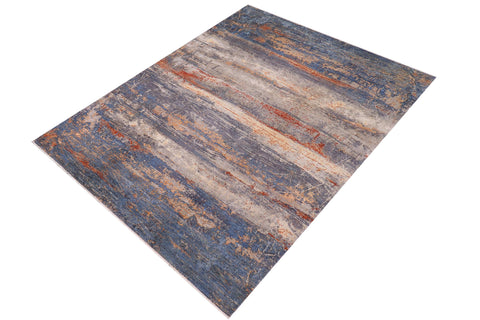handmade Modern Modern Blue Rust Hand Knotted RECTANGLE WOOL&SILK area rug 10' x 14'