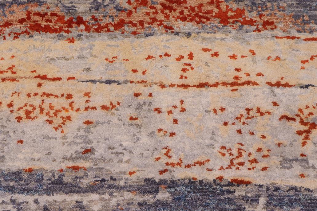 handmade Modern Modern Blue Rust Hand Knotted RECTANGLE WOOL&SILK area rug 10 x 14