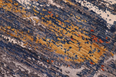 handmade Modern Modern Blue Rust Hand Knotted RECTANGLE WOOL&SILK area rug 8' x 10'