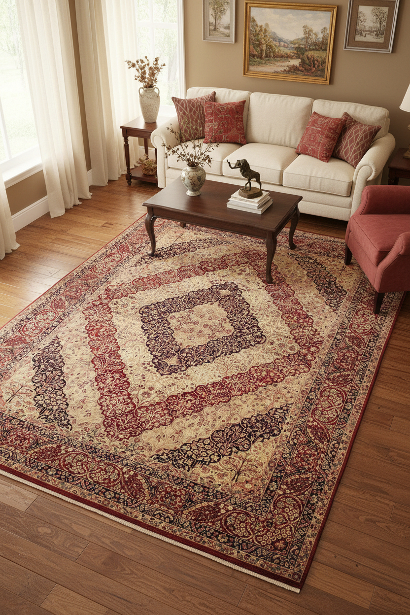 handmade Traditional Compartment Red Red Hand Knotted RECTANGLE 100% WOOL area rug 9x12