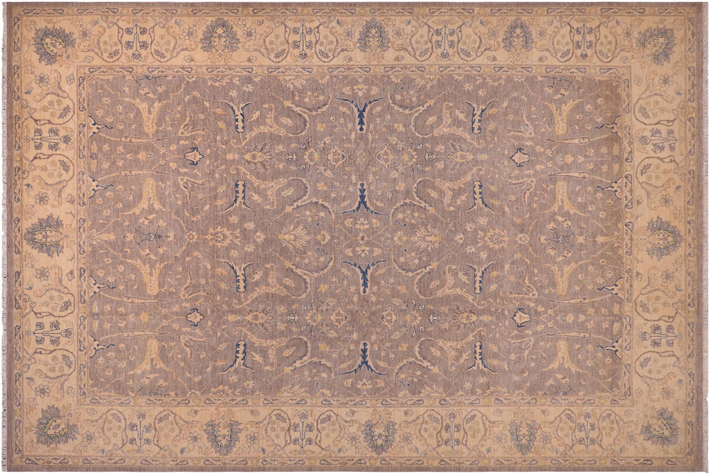 handmade Transitional Kazak Gray Beige Hand Knotted RECTANGLE 100% WOOL area rug 10' x 14'