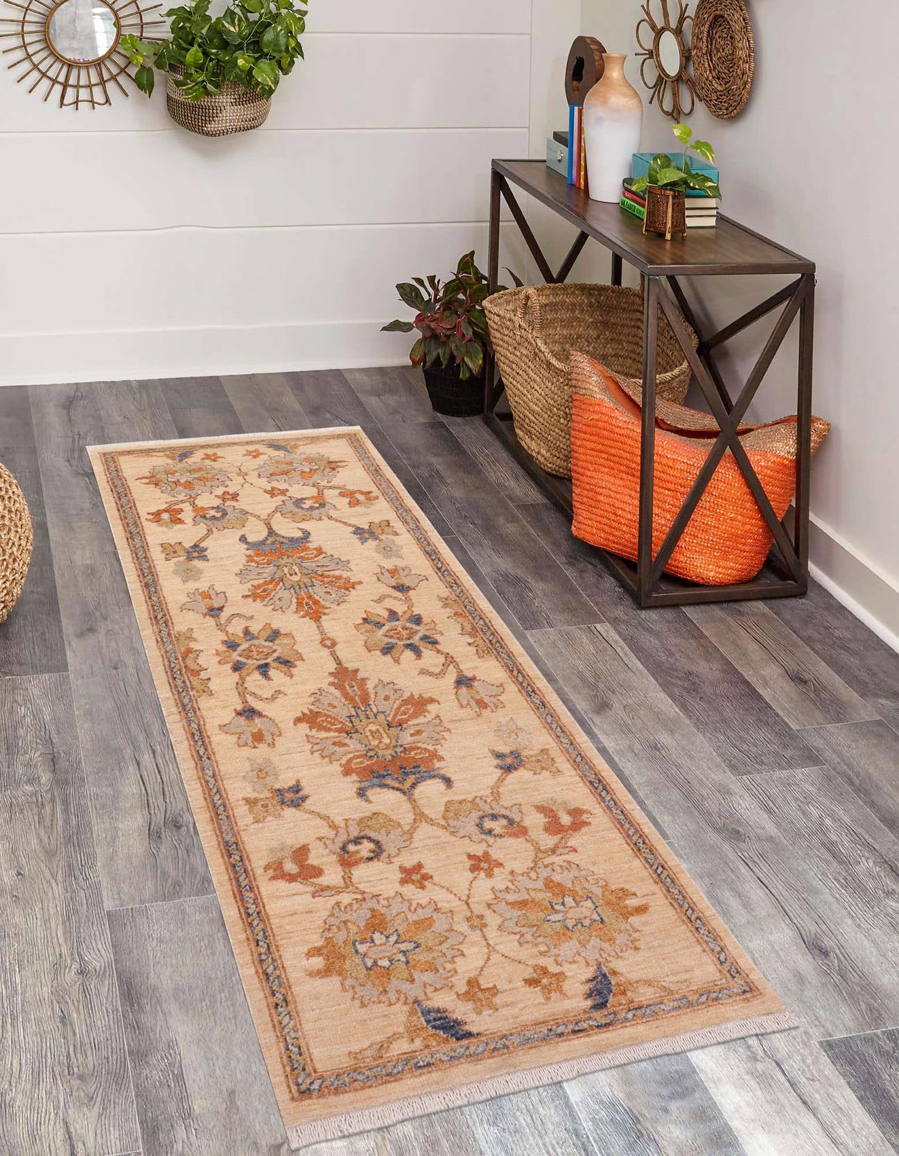 handmade Traditional Kafkaz Tan Rust Hand Knotted RUNNER 100% WOOL area rug 3' x 5'