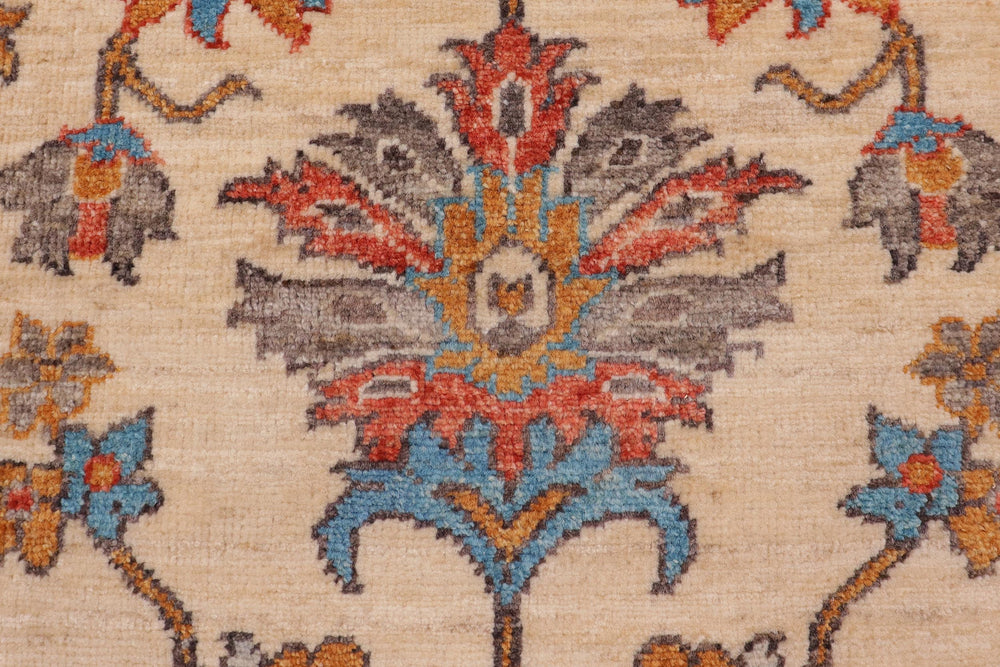 handmade Traditional Kafkaz Beige Red Hand Knotted RUNNER 100% WOOL area rug 3' x 5'