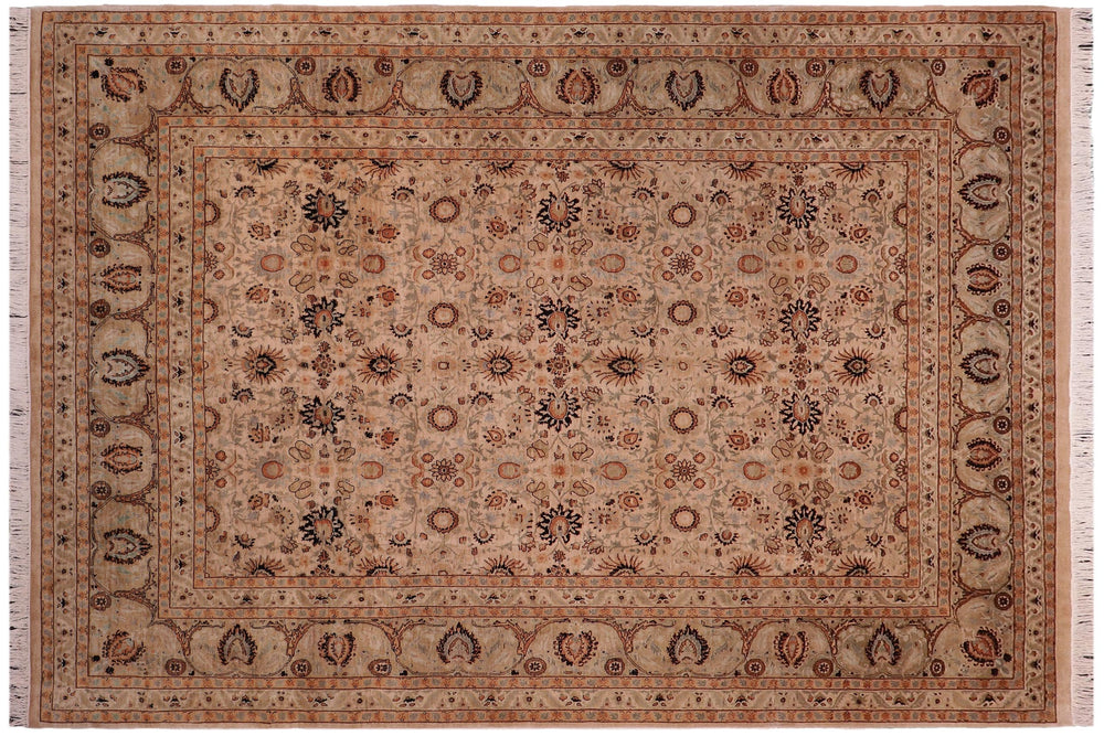 handmade Traditional New Asif Tan Lt. Gold Hand Knotted RECTANGLE 100% WOOL area rug 9x12