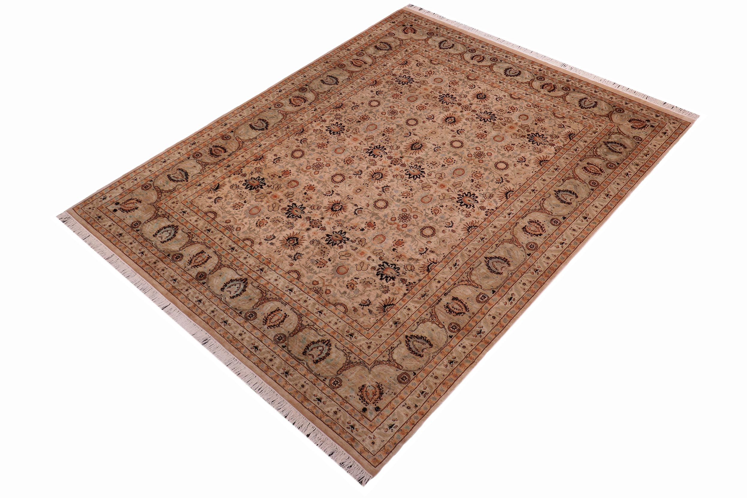 handmade Traditional New Asif Tan Lt. Gold Hand Knotted RECTANGLE 100% WOOL area rug 9x12