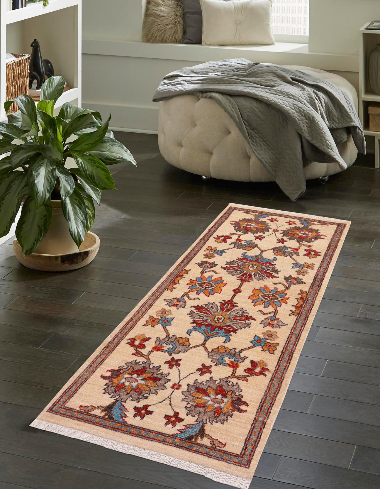 handmade Traditional Kafkaz Beige Rust Hand Knotted RUNNER 100% WOOL area rug 3' x 5'