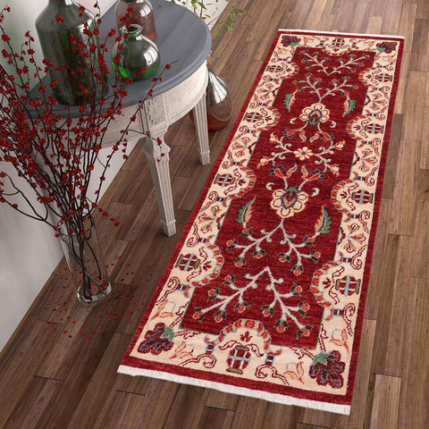 handmade Traditional Kafkaz Red Beige Hand Knotted RUNNER 100% WOOL area rug 3' x 5'