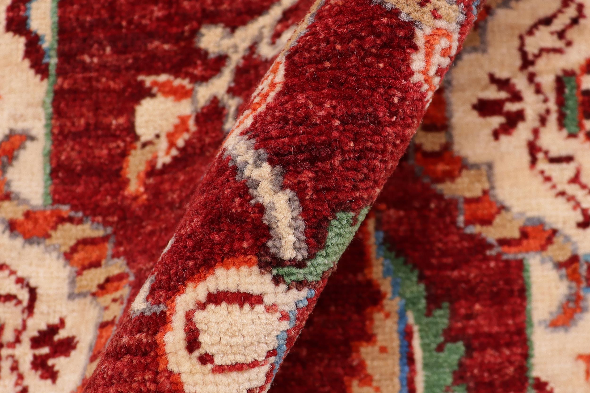 handmade Traditional Kafkaz Red Beige Hand Knotted RUNNER 100% WOOL area rug 3' x 5'