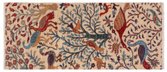 handmade Traditional Kafkaz Beige Blue Hand Knotted RUNNER 100% WOOL area rug 3' x 5'