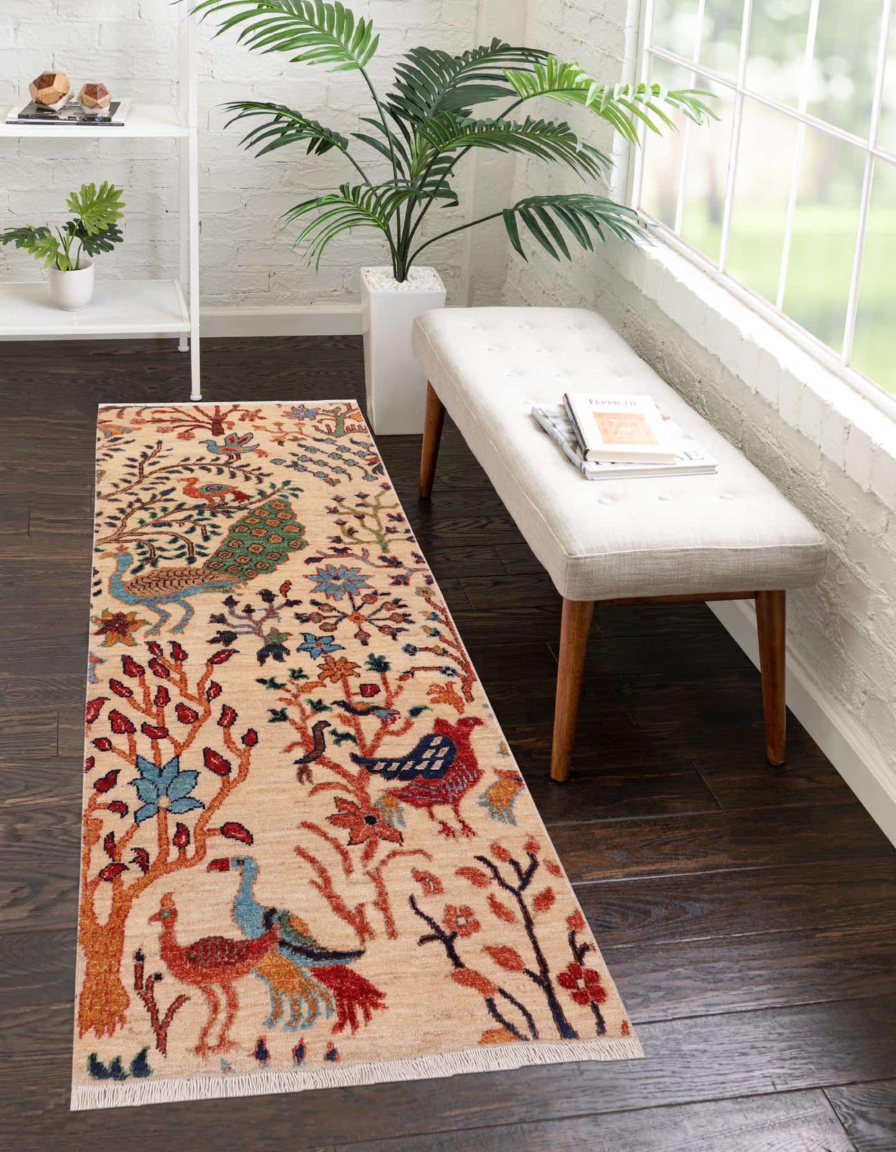 handmade Traditional Kafkaz Beige Rust Hand Knotted RUNNER 100% WOOL area rug 3' x 5'