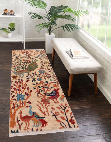 handmade Traditional Kafkaz Beige Rust Hand Knotted RUNNER 100% WOOL area rug 3' x 5'