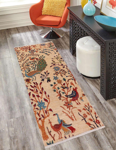 handmade Traditional Kafkaz Beige Rust Hand Knotted RUNNER 100% WOOL area rug 3' x 5'